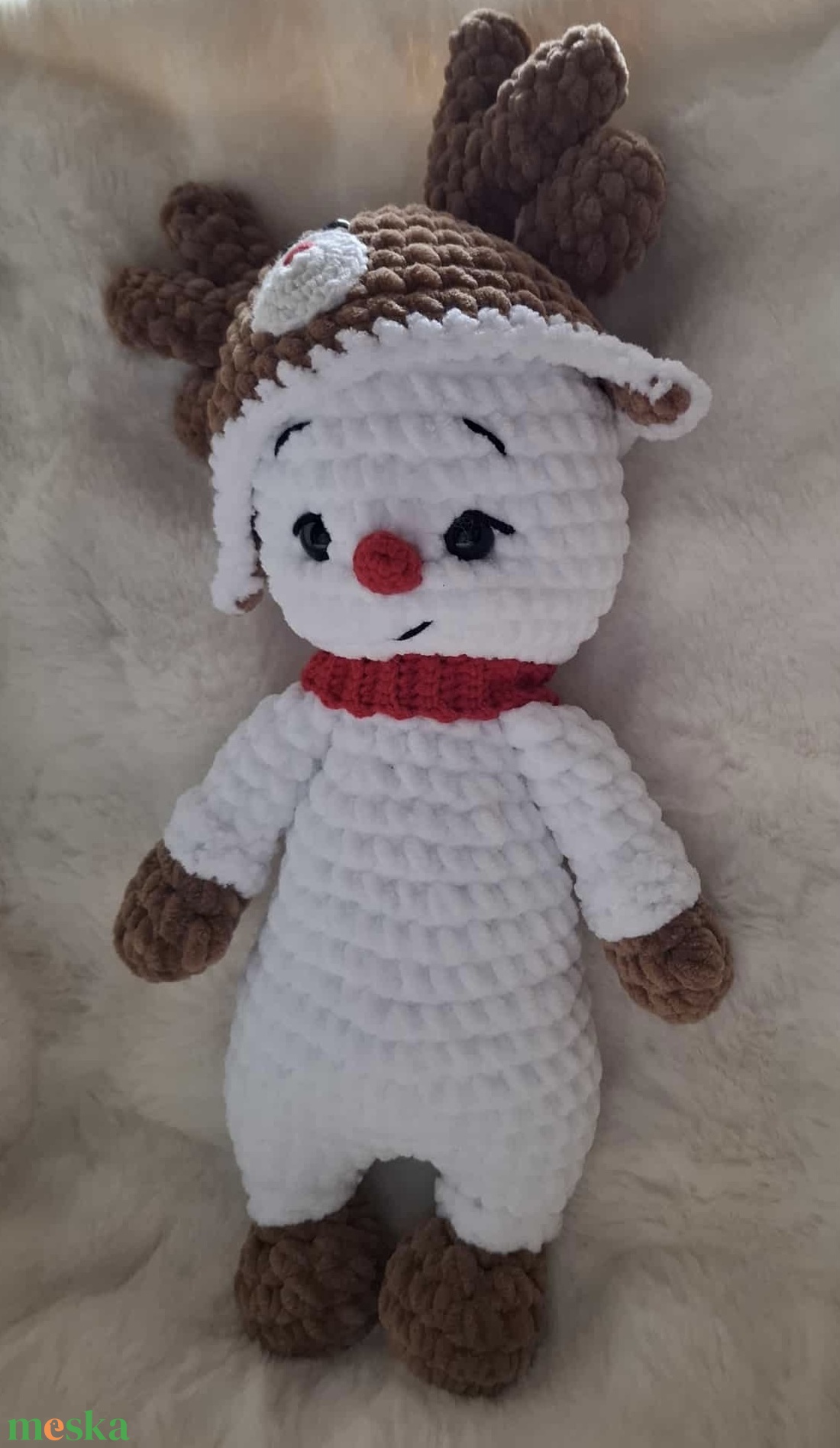 Horgolt plüss hóember rénszarvasos sapiban - játék & sport - plüssállat & játékfigura - más figura - Meska.hu