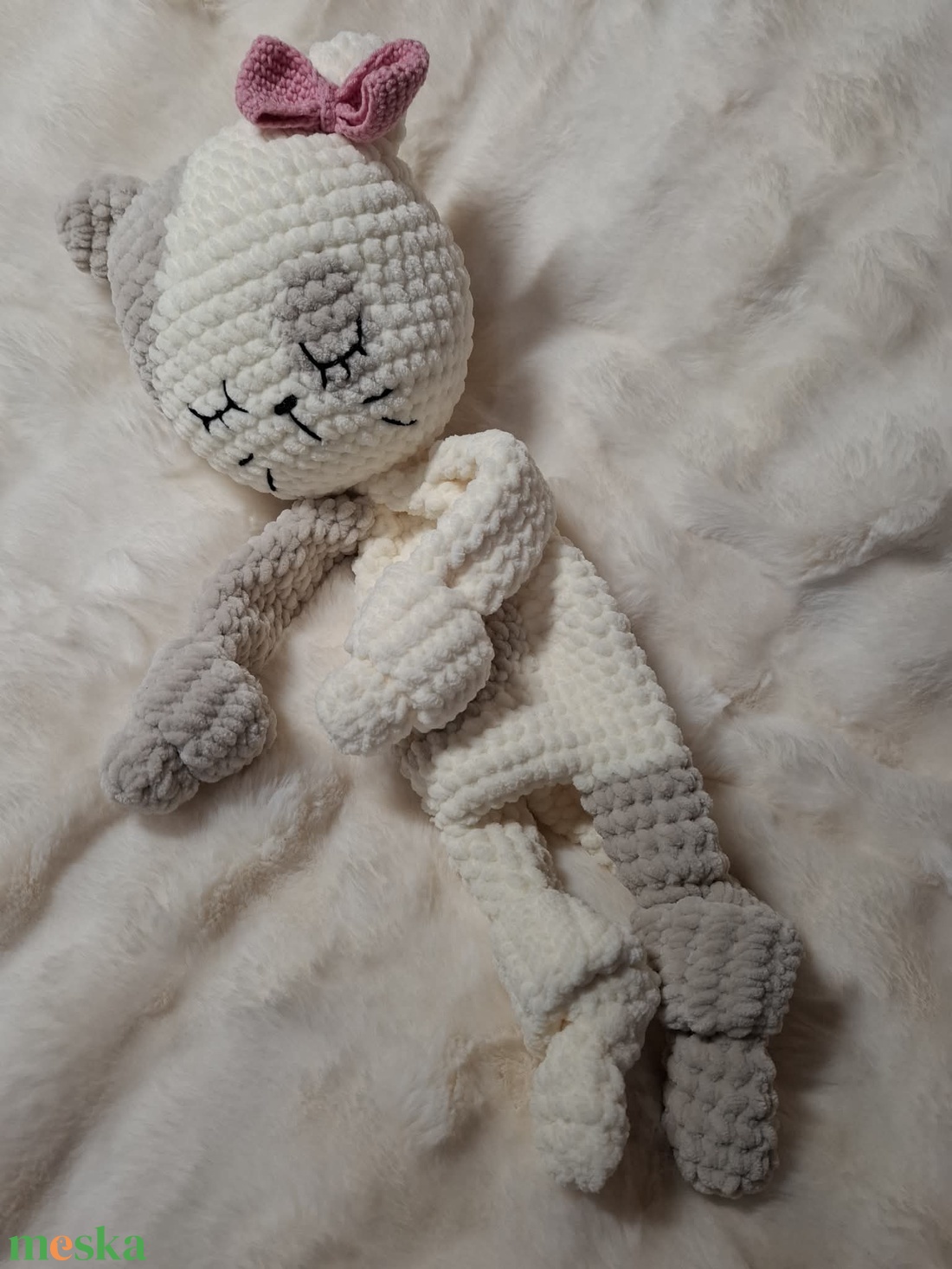 Horgolt plüss cicás szundipajti - játék & sport - plüssállat & játékfigura - cica - Meska.hu