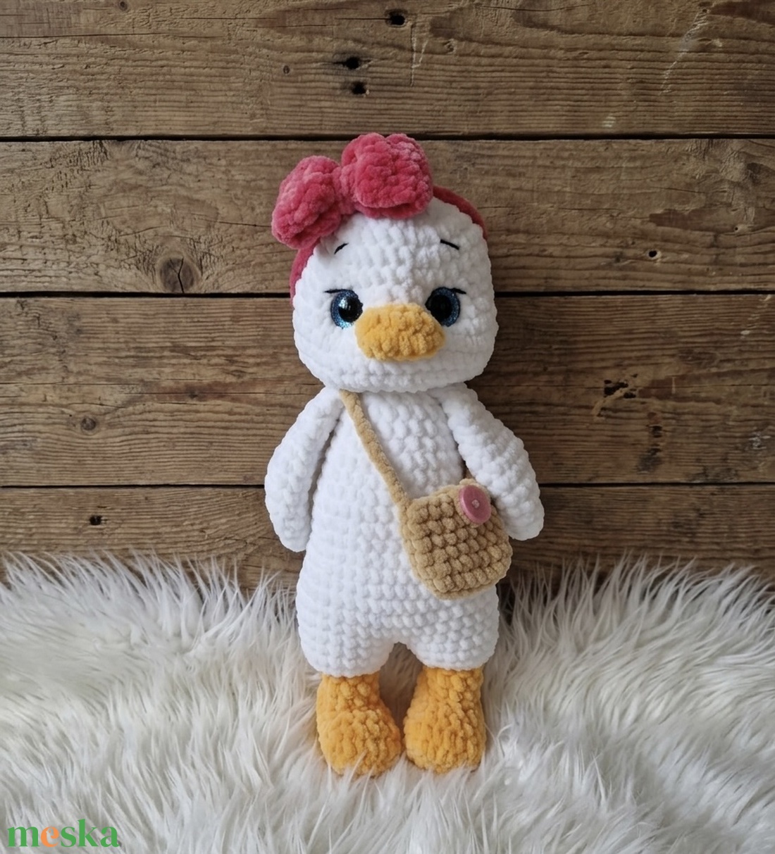 Horgolt kacsa masnival, kistáskával - játék & sport - plüssállat & játékfigura - más figura - Meska.hu