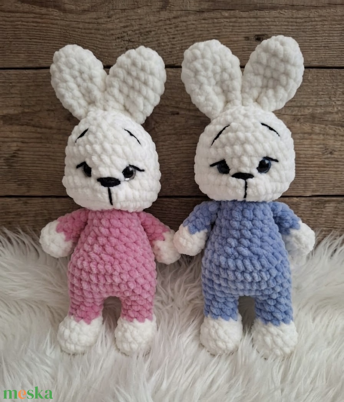 2 db horgolt plüss nyuszi  - játék & sport - plüssállat & játékfigura - nyuszi - Meska.hu