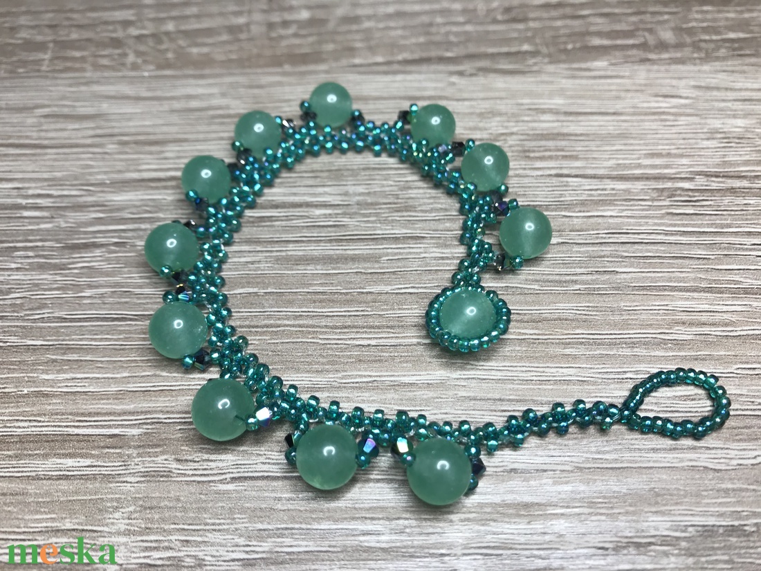 Jade Swarovski Miyuki egyedi kézzel készített különleges karkötő - ékszer - karkötő - Meska.hu