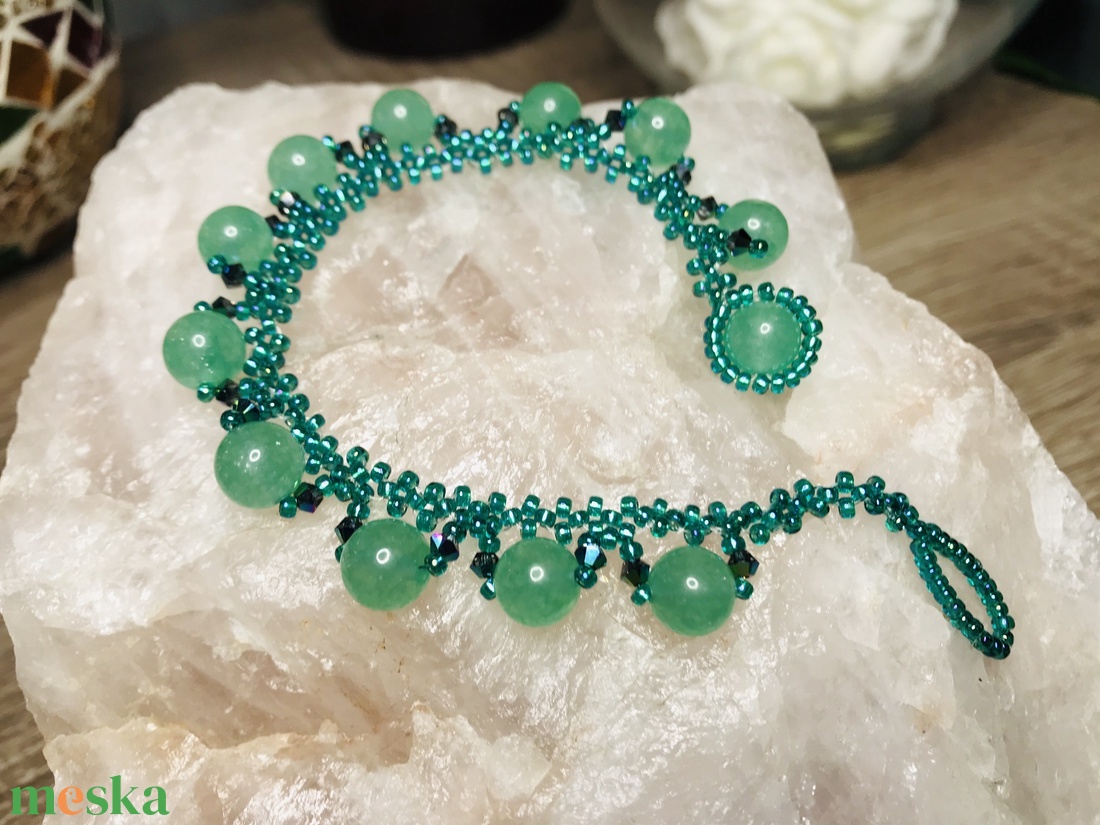 Jade Swarovski Miyuki egyedi kézzel készített különleges karkötő - ékszer - karkötő - Meska.hu