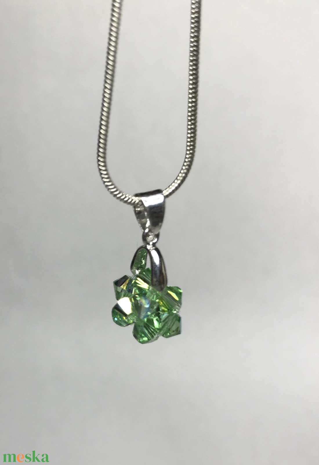 Swarovski Star Peridot AB 925 Sterling Ezüst nyaklánc medállal - ékszer - nyaklánc - medálos nyaklánc - Meska.hu