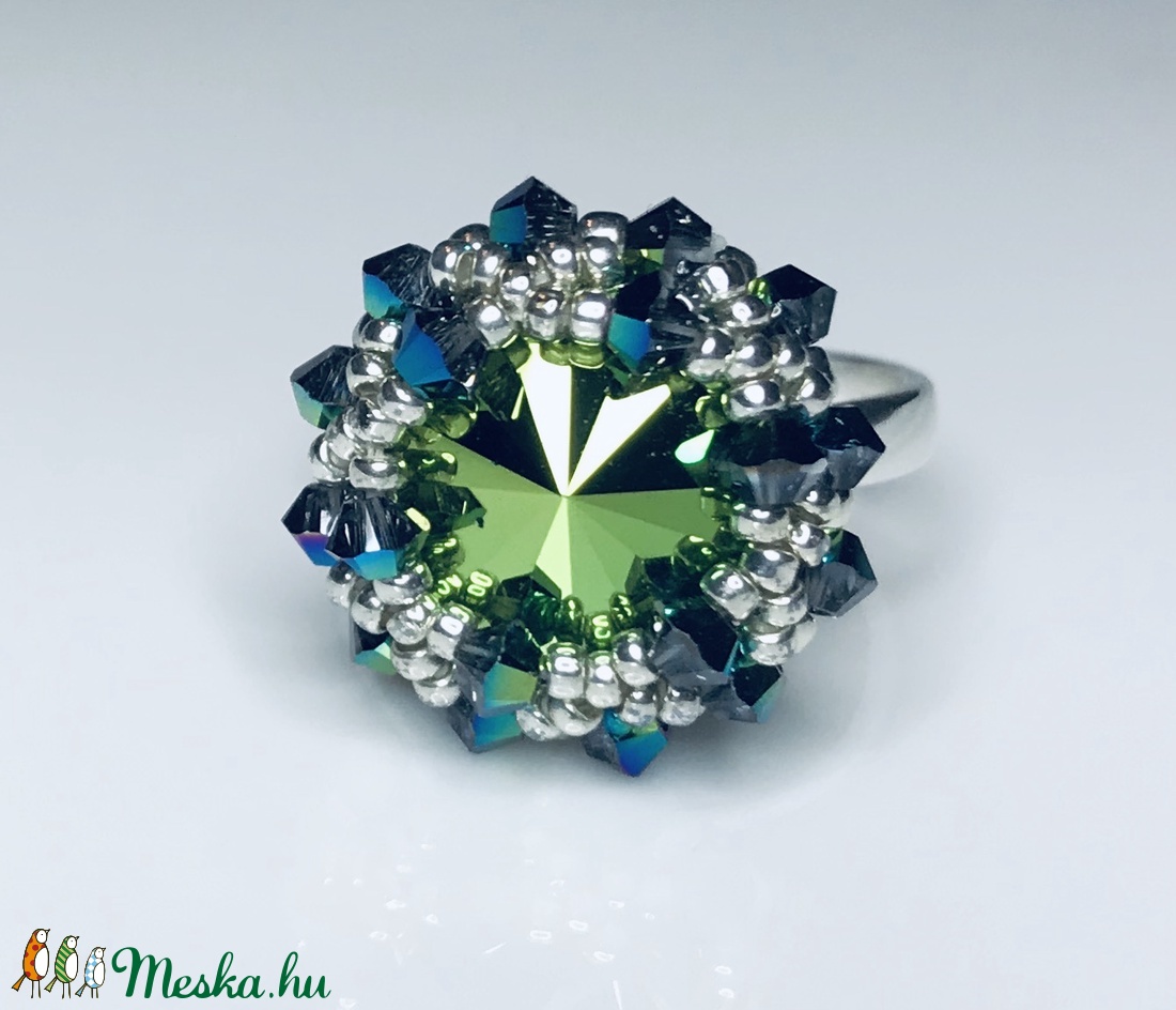 Swarovski Scarabeus Green Zöld 925 Sterling Ezüst gyűrű Egyedi - ékszer - gyűrű - kerek gyűrű - Meska.hu Swarovski Scarabeus Green Zöld 925 Sterling Ezüst gyűrű Egyedi - ékszer - gyűrű - kerek gyűrű - Meska.hu