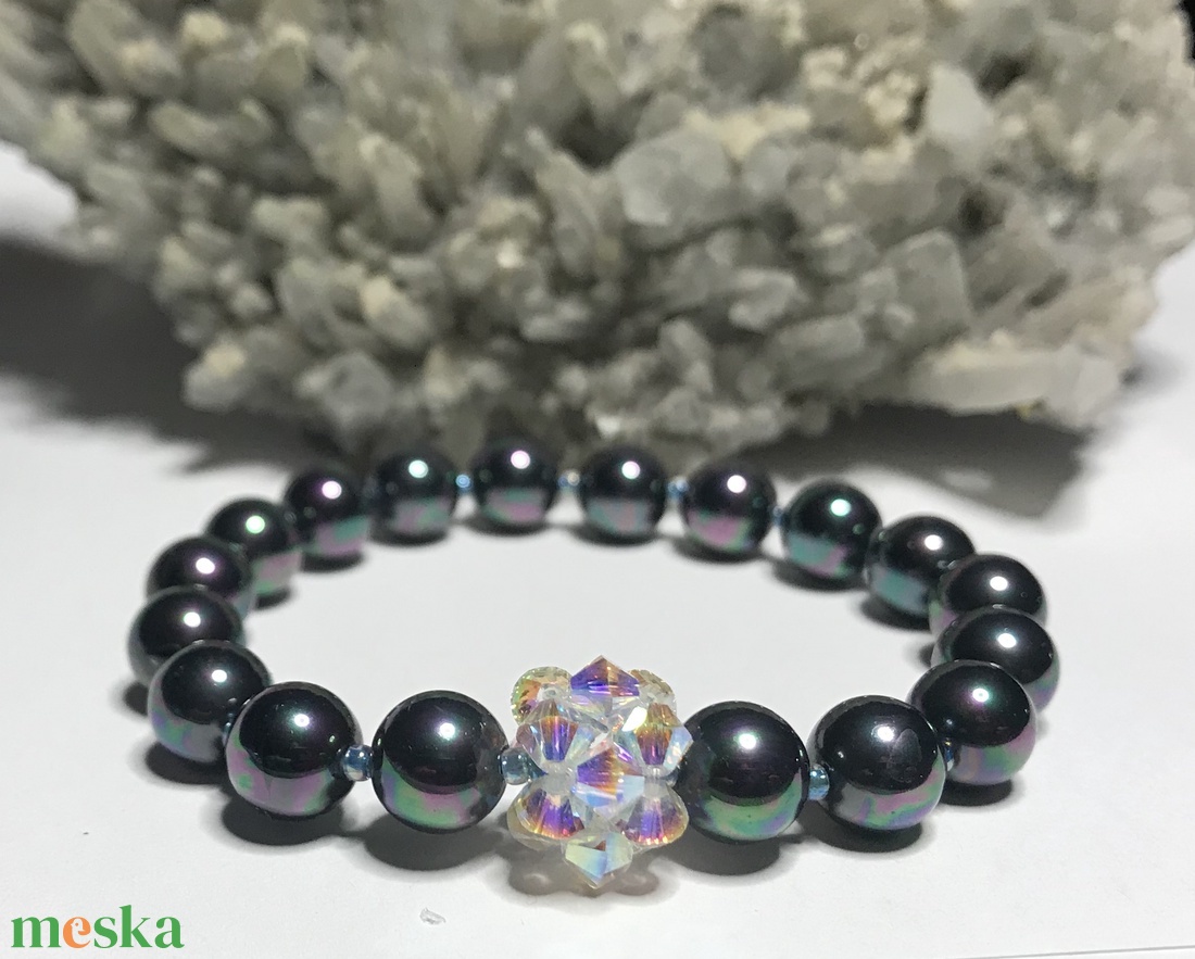 AA+ Shell Pearl természetes kagylóhéj gyöngy karkötő fekete szivárványos Black Rainbow bevonattal - ékszer - karkötő - Meska.hu AA+ Shell Pearl természetes kagylóhéj gyöngy karkötő fekete szivárványos Black Rainbow bevonattal - ékszer - karkötő - Meska.hu