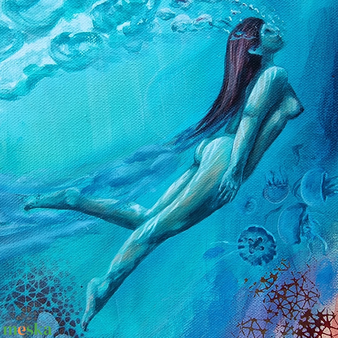Festmény - Merülés egy álomba (Diving into a Dream) - művészet - festmény - festmény vegyes technika - Meska.hu