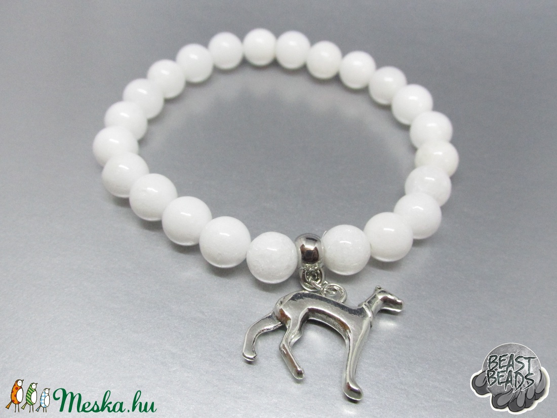 Hókvarc- Kutyás karkötő - ékszer - karkötő - gyöngyös karkötő - Meska.hu