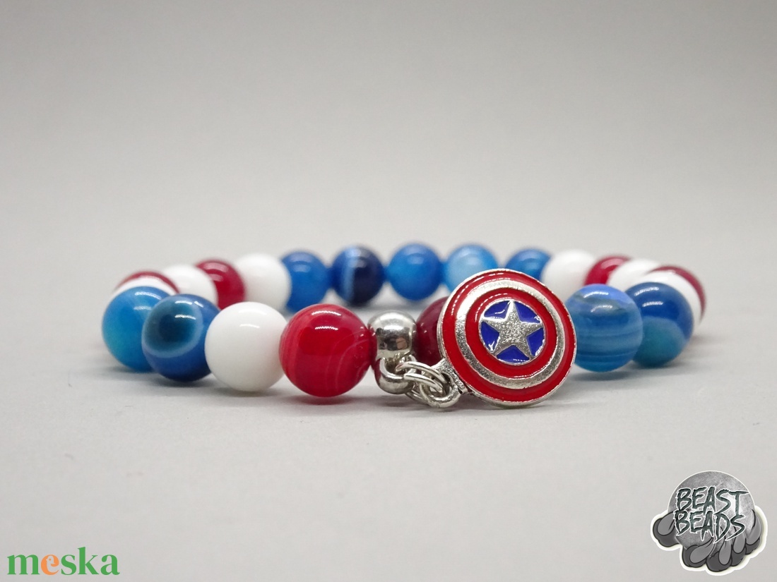 Classic Captain America  - Amerika kapitány karkötő - ékszer - karkötő - bogyós karkötő - Meska.hu