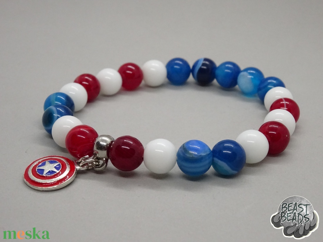 Classic Captain America  - Amerika kapitány karkötő - ékszer - karkötő - bogyós karkötő - Meska.hu