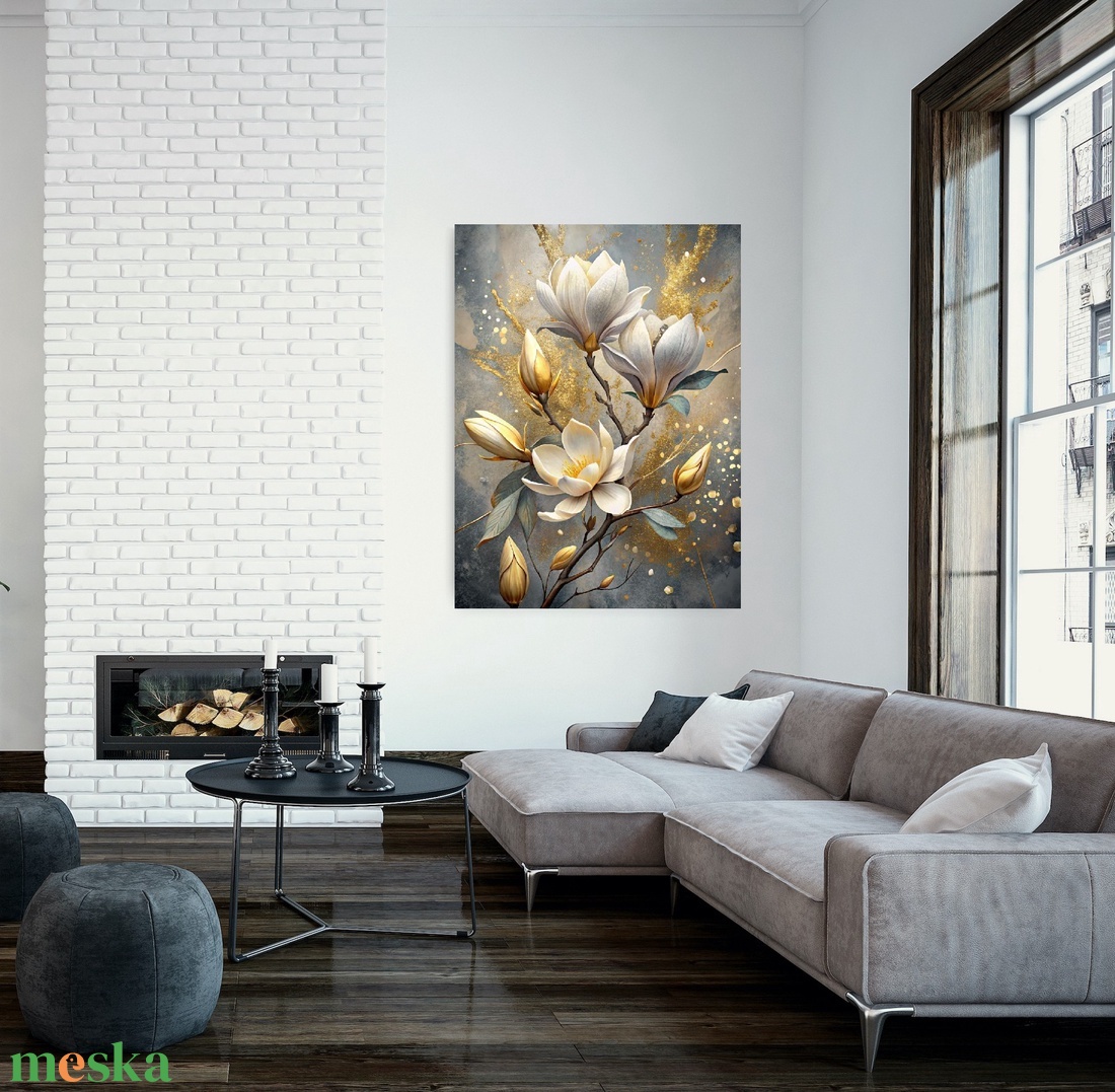 Arany kék virágválogatás festmény (3. rész) - művészet - festmény - akril - Meska.hu