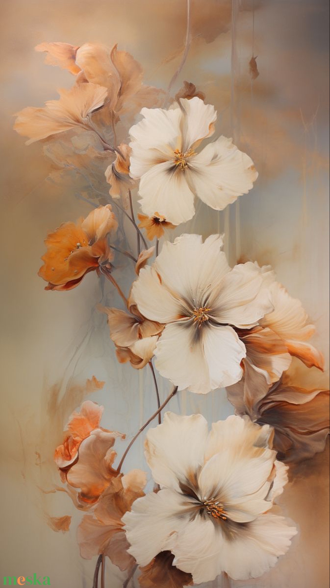 Barackszínű virágválogatás festmény (2. rész) - művészet - festmény - akril - Meska.hu