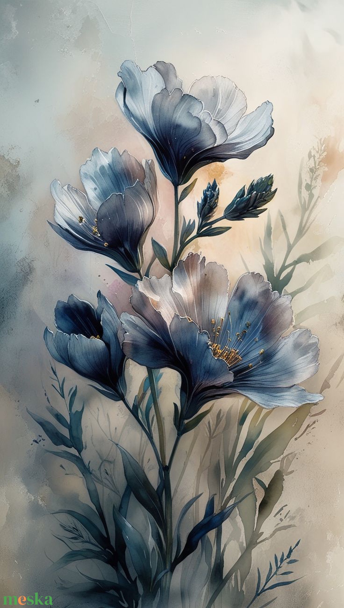 Kék virágválogatás festmény (2. rész) - művészet - festmény - olajfestmény - Meska.hu