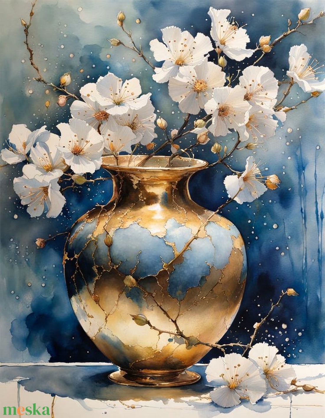 Kék virágválogatás festmény (3. rész) - művészet - festmény - olajfestmény - Meska.hu