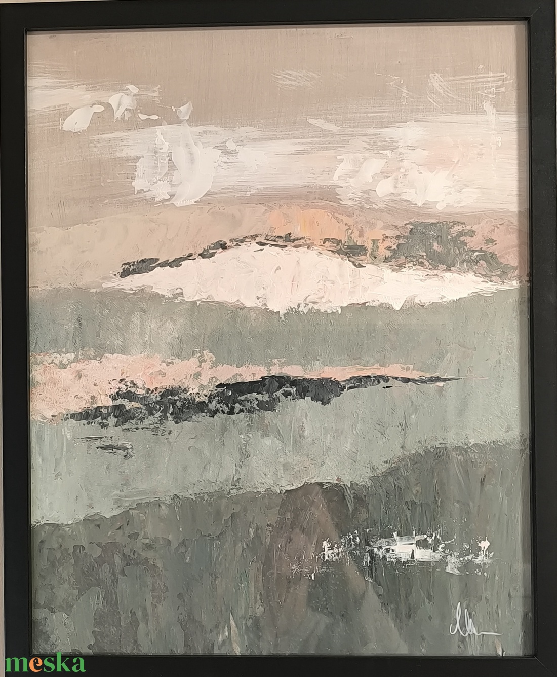 Absztrakt festmény (natúr színvilág) - művészet - festmény - akril - Meska.hu