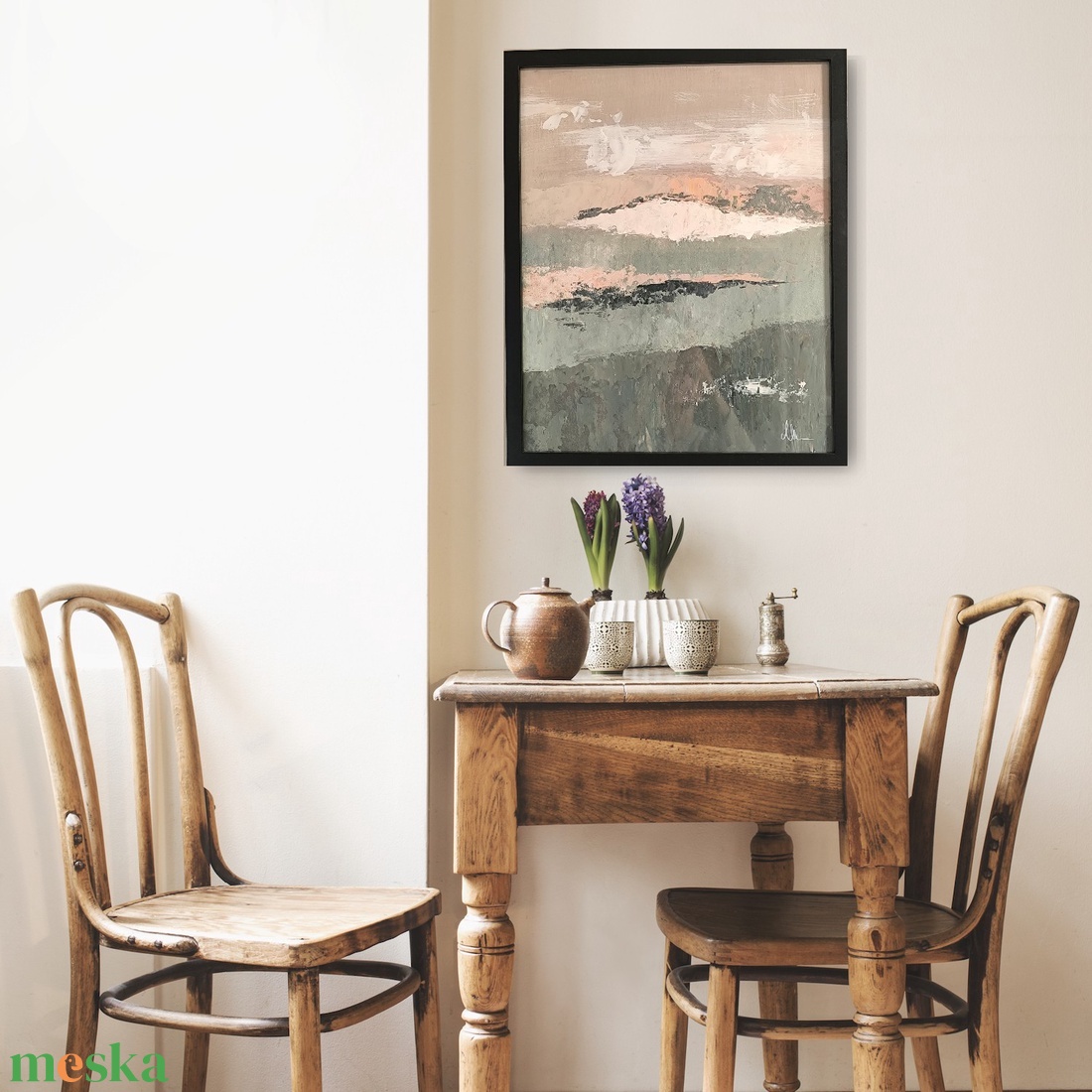 Absztrakt festmény (natúr színvilág) - művészet - festmény - akril - Meska.hu