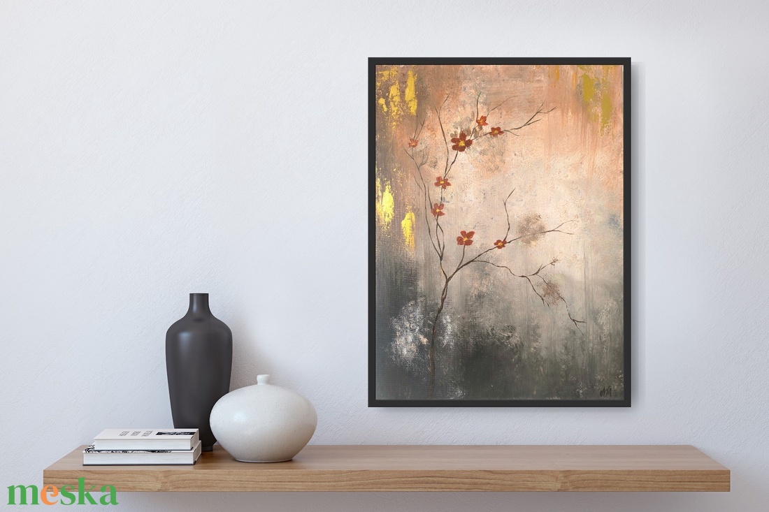 Aranyfényű tavasz � Egyedi, kézzel festett minimalista akril festmény - művészet - festmény - akril - Meska.hu