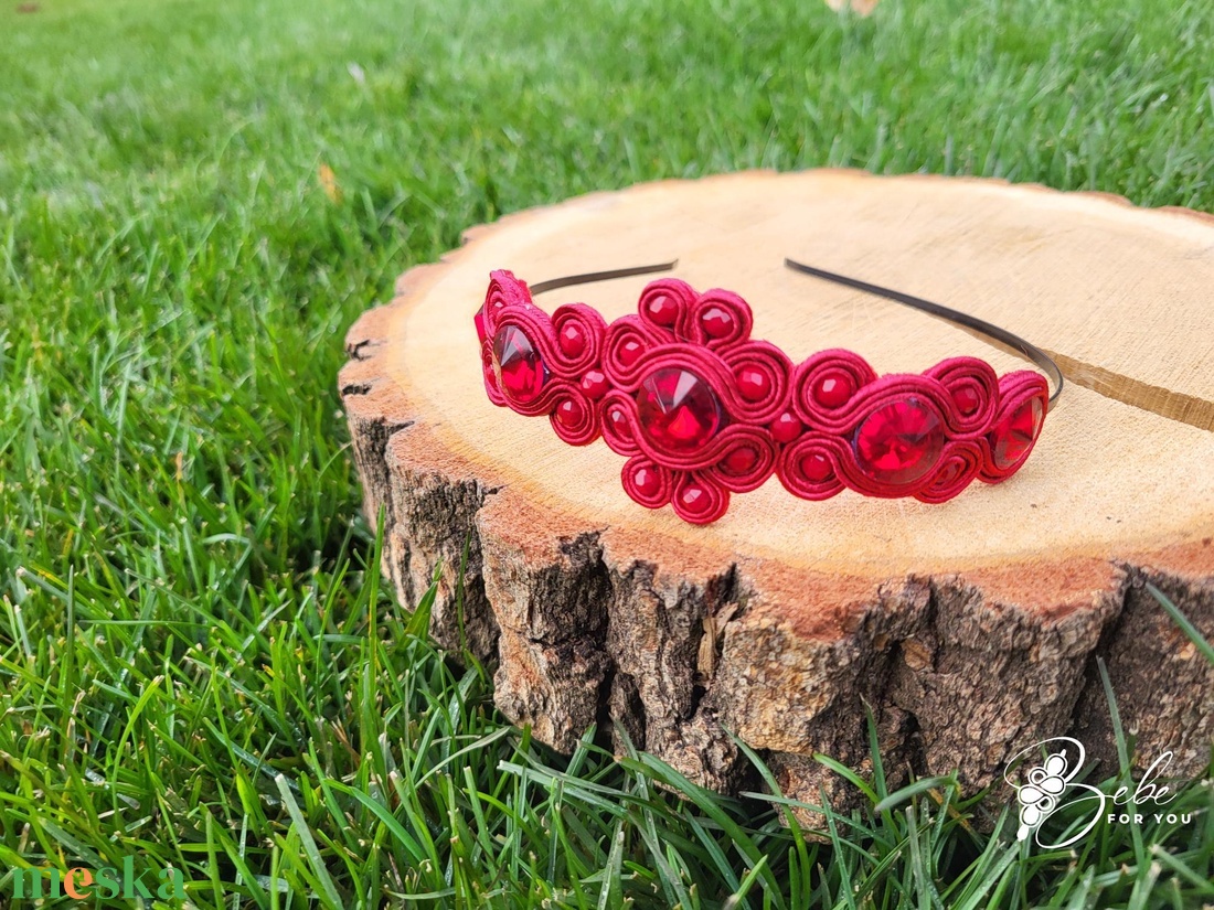 Daisy bordó kézműves sujtás hajráf - esküvő - hajdísz - hajpánt - Meska.hu