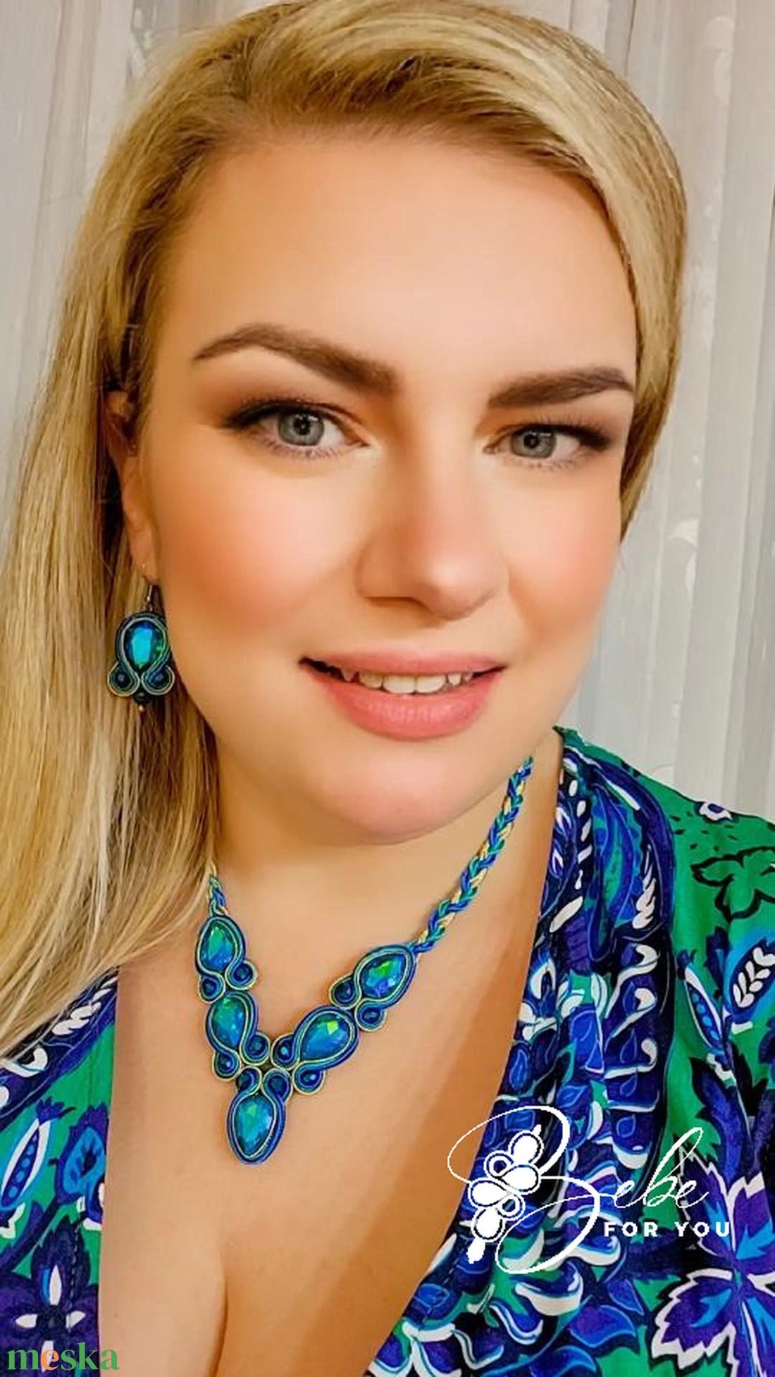 Páva színvilág classic kézműves sujtás fülbevaló és nyaklánc szett - ékszer - ékszerszett - Meska.hu