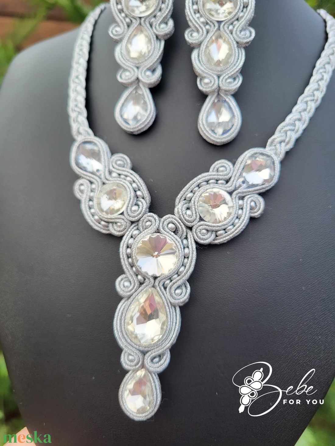 Nemesi ragyogás ezüst kézműves sujtás fülbevaló és nyakék szett - ékszer - ékszerszett - Meska.hu