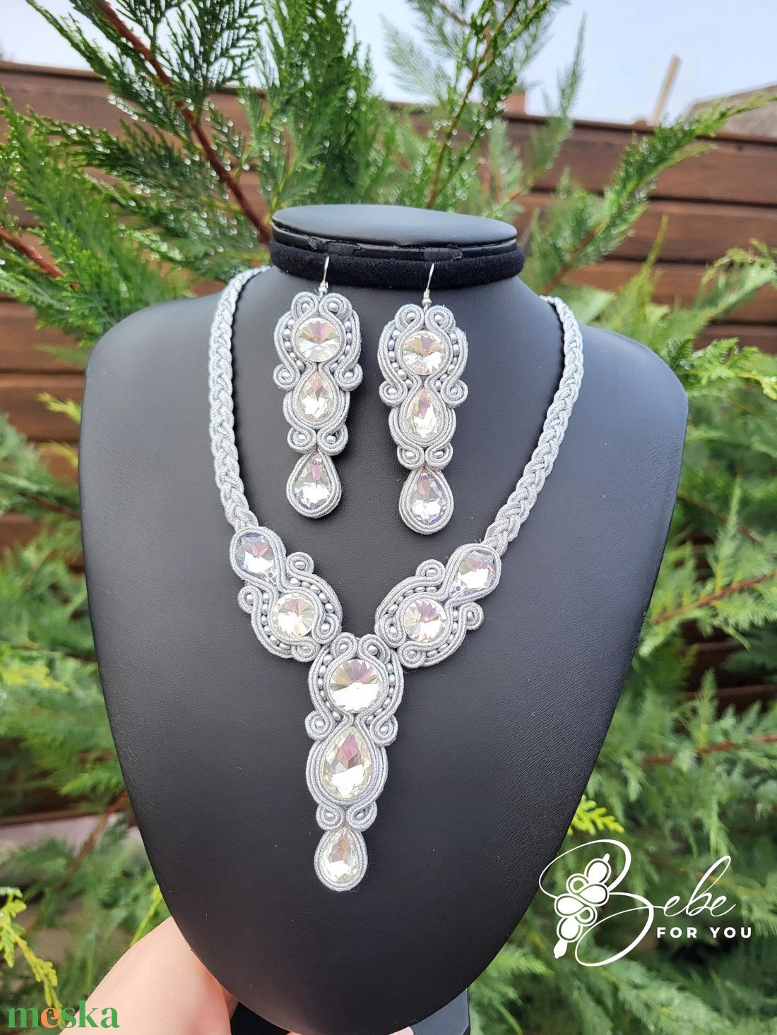 Nemesi ragyogás ezüst kézműves sujtás fülbevaló és nyakék szett - ékszer - ékszerszett - Meska.hu