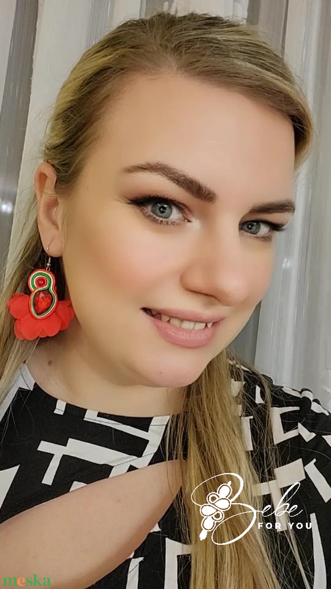 Nemzetiszín virág kézműves sujtás fülbevaló - ékszer - ékszerszett - Meska.hu