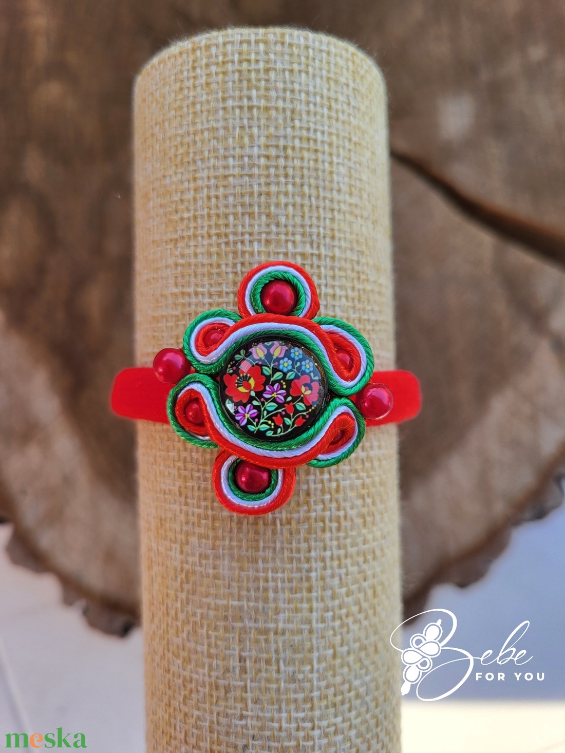 Matyó nemzetiszín kézműves sujtás hajgumi/ karkötő - ékszer - fülbevaló - lógó fülbevaló - Meska.hu