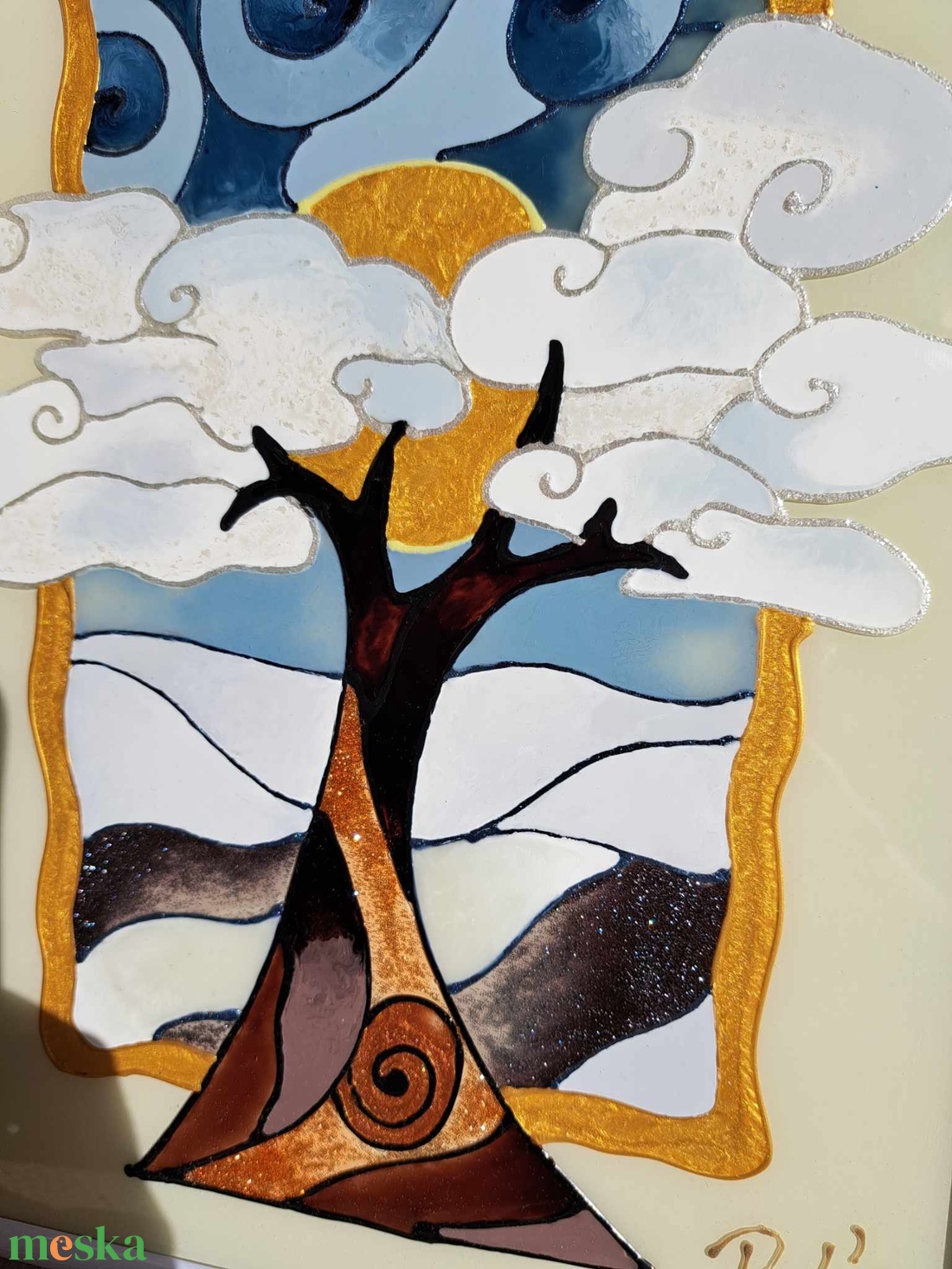 Életfa-tél - művészet - festmény - üvegfestmény - Meska.hu
