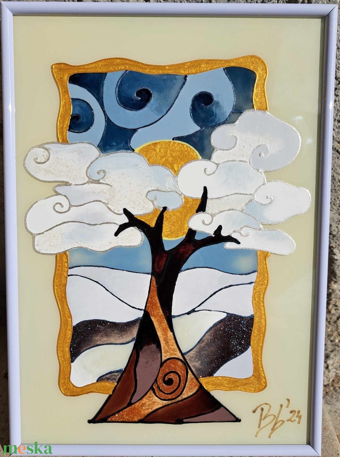 Életfa-tél - művészet - festmény - üvegfestmény - Meska.hu