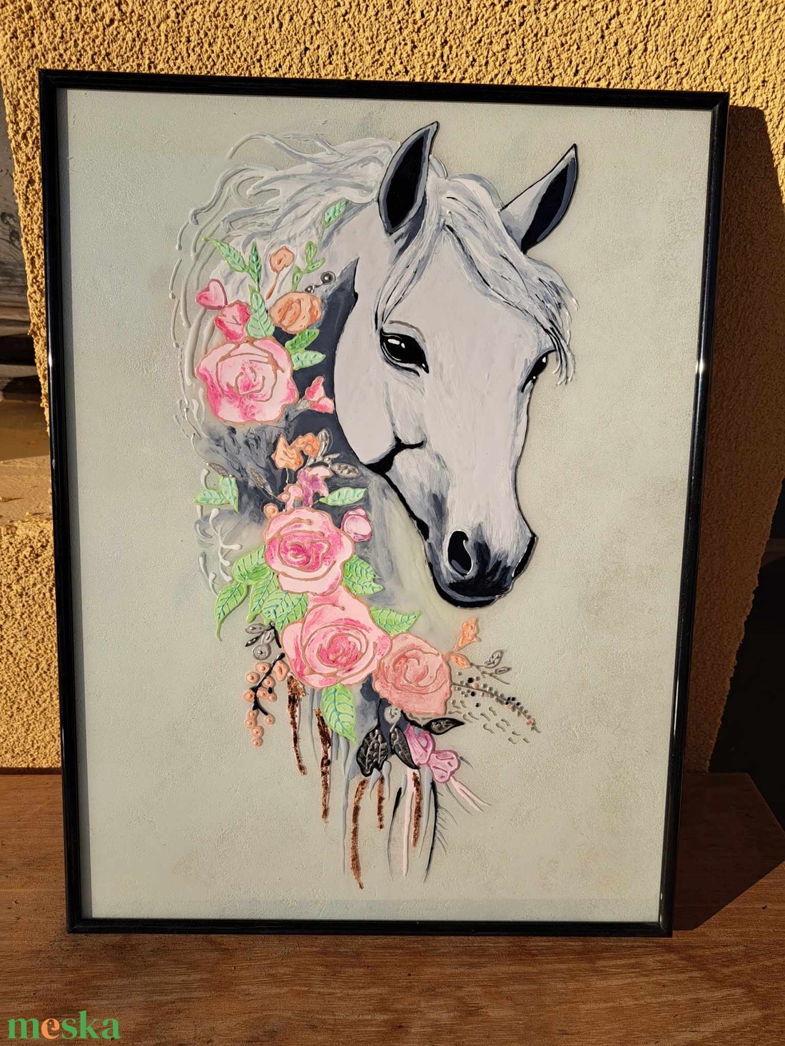 Lóvirággal - üvegfestmény - művészet - festmény - üvegfestmény - Meska.hu