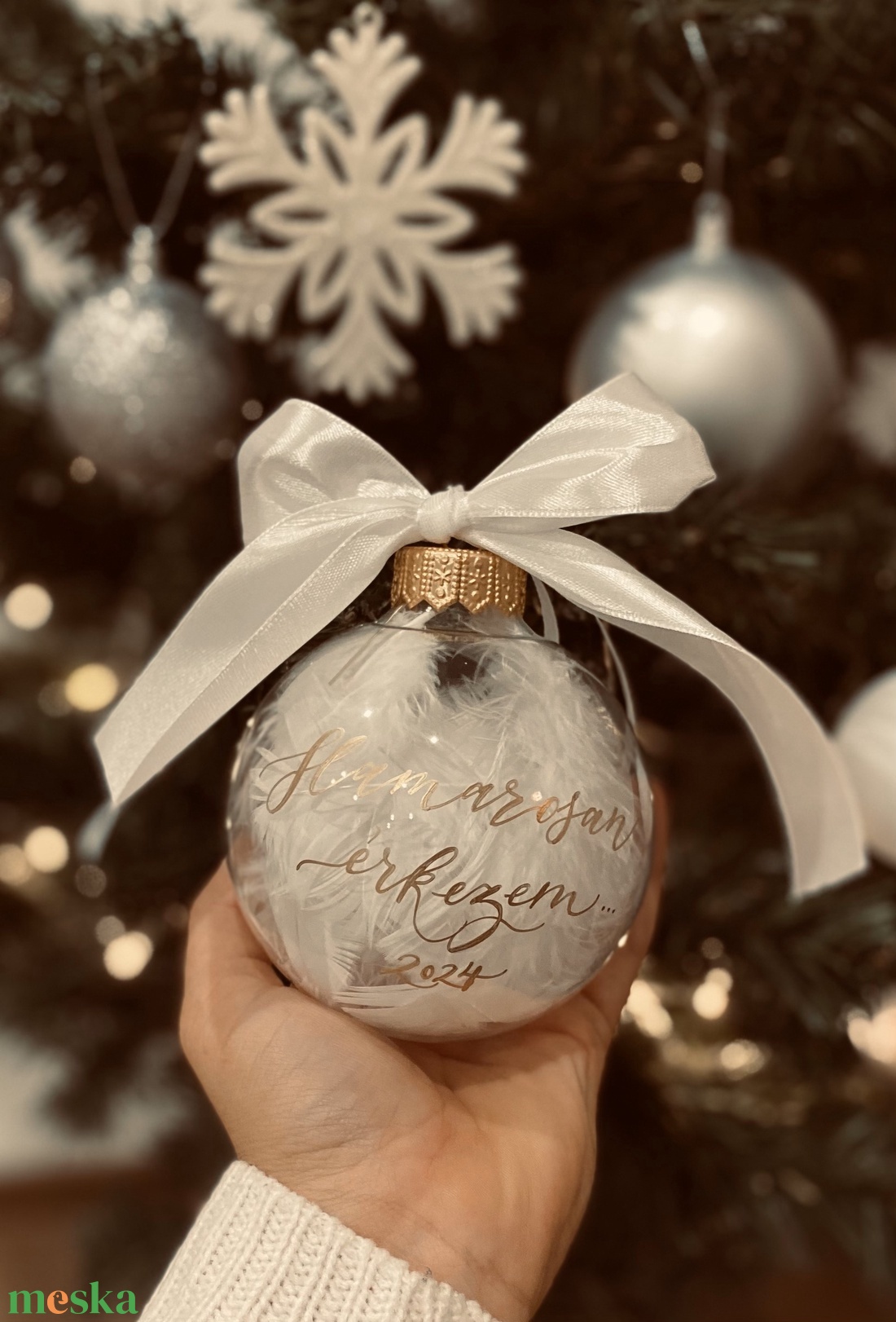 Átlátszó egyedi karácsonyfa dísz (tollal töltve) - karácsony - karácsonyi lakásdekoráció - karácsonyfadíszek - Meska.hu