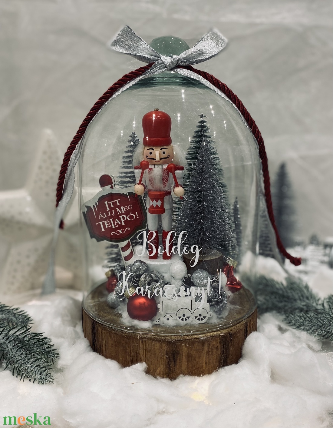 Karácsonyi üvegbúra - karácsony - adventi díszek - adventi asztaldísz - Meska.hu