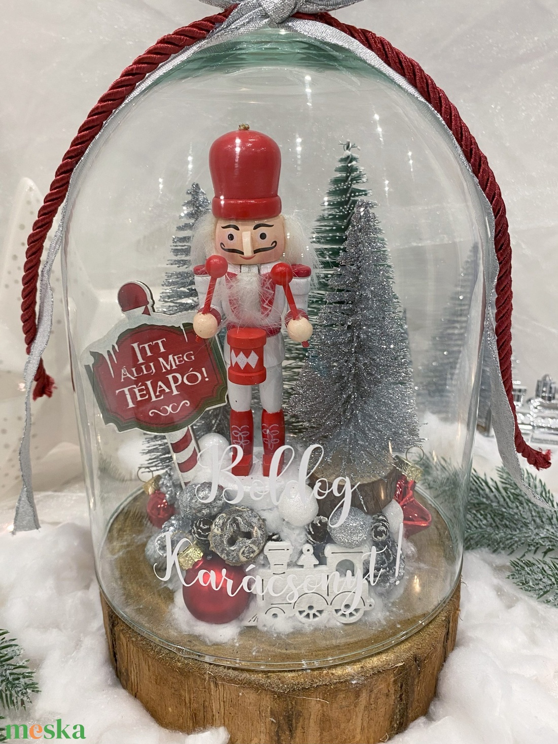 Karácsonyi üvegbúra - karácsony - adventi díszek - adventi asztaldísz - Meska.hu
