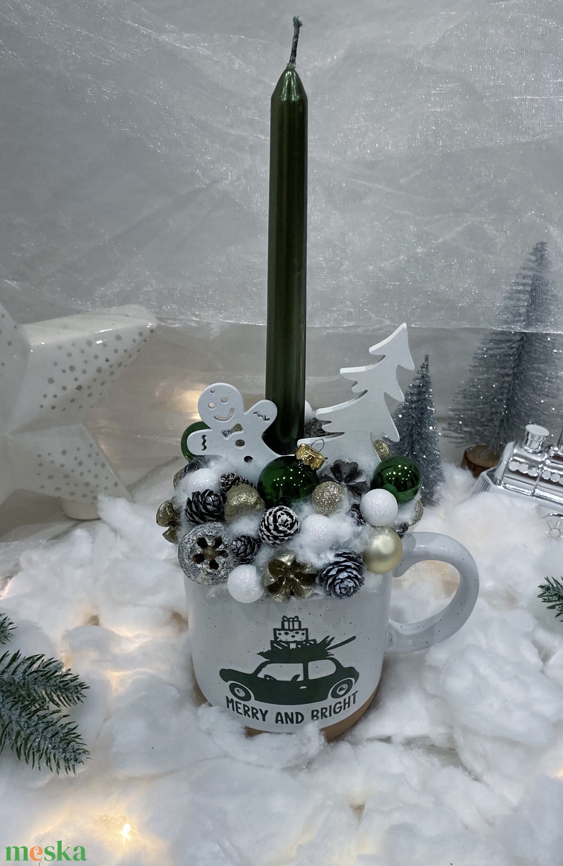 Zöld bögrés dísz - karácsony - adventi díszek - adventi asztaldísz - Meska.hu Zöld bögrés dísz - karácsony - adventi díszek - adventi asztaldísz - Meska.hu