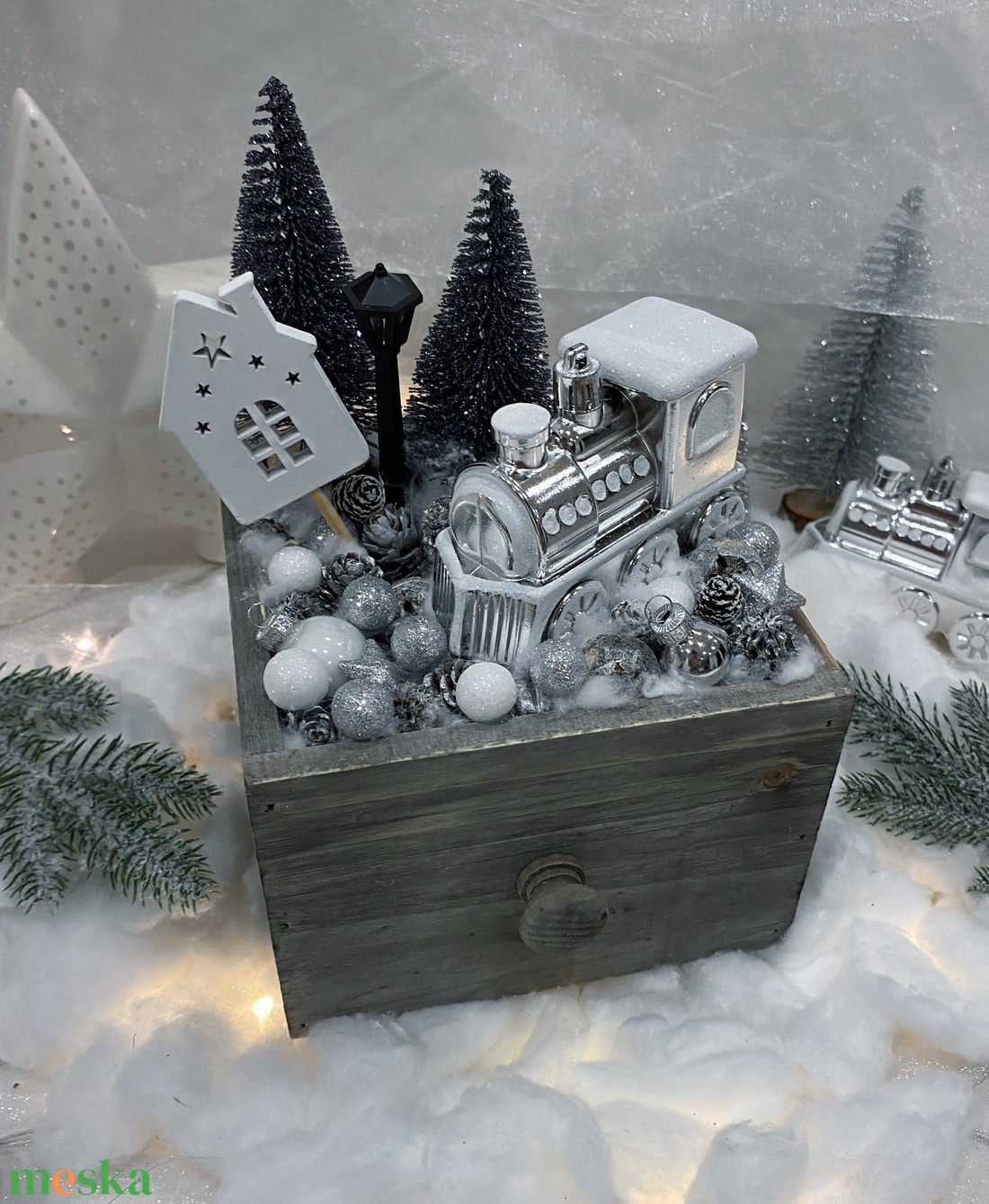 Karácsonyi fiókos asztal dísz - ezüst - karácsony - adventi díszek - adventi asztaldísz - Meska.hu Karácsonyi fiókos asztal dísz - ezüst - karácsony - adventi díszek - adventi asztaldísz - Meska.hu