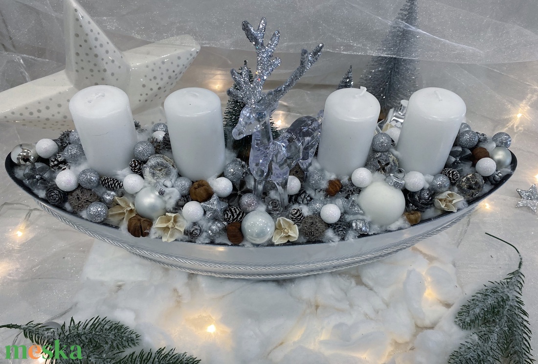 Adventi koszorú ( csónak tálban) fehér - karácsony - adventi díszek - adventi asztaldísz - Meska.hu Adventi koszorú ( csónak tálban) fehér - karácsony - adventi díszek - adventi asztaldísz - Meska.hu