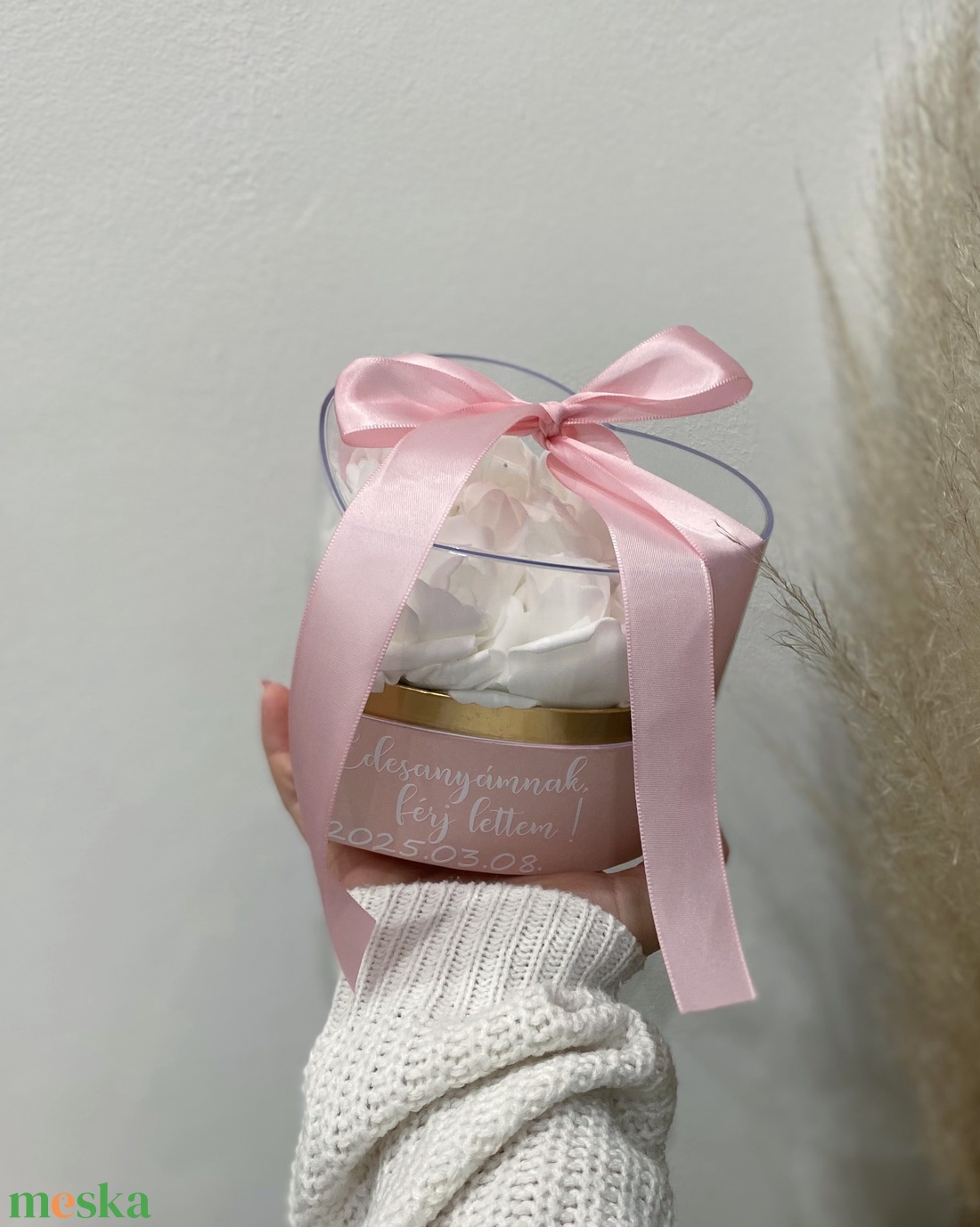 Szív  virágbox - esküvő - emlék & ajándék - szülőköszöntő ajándék - Meska.hu