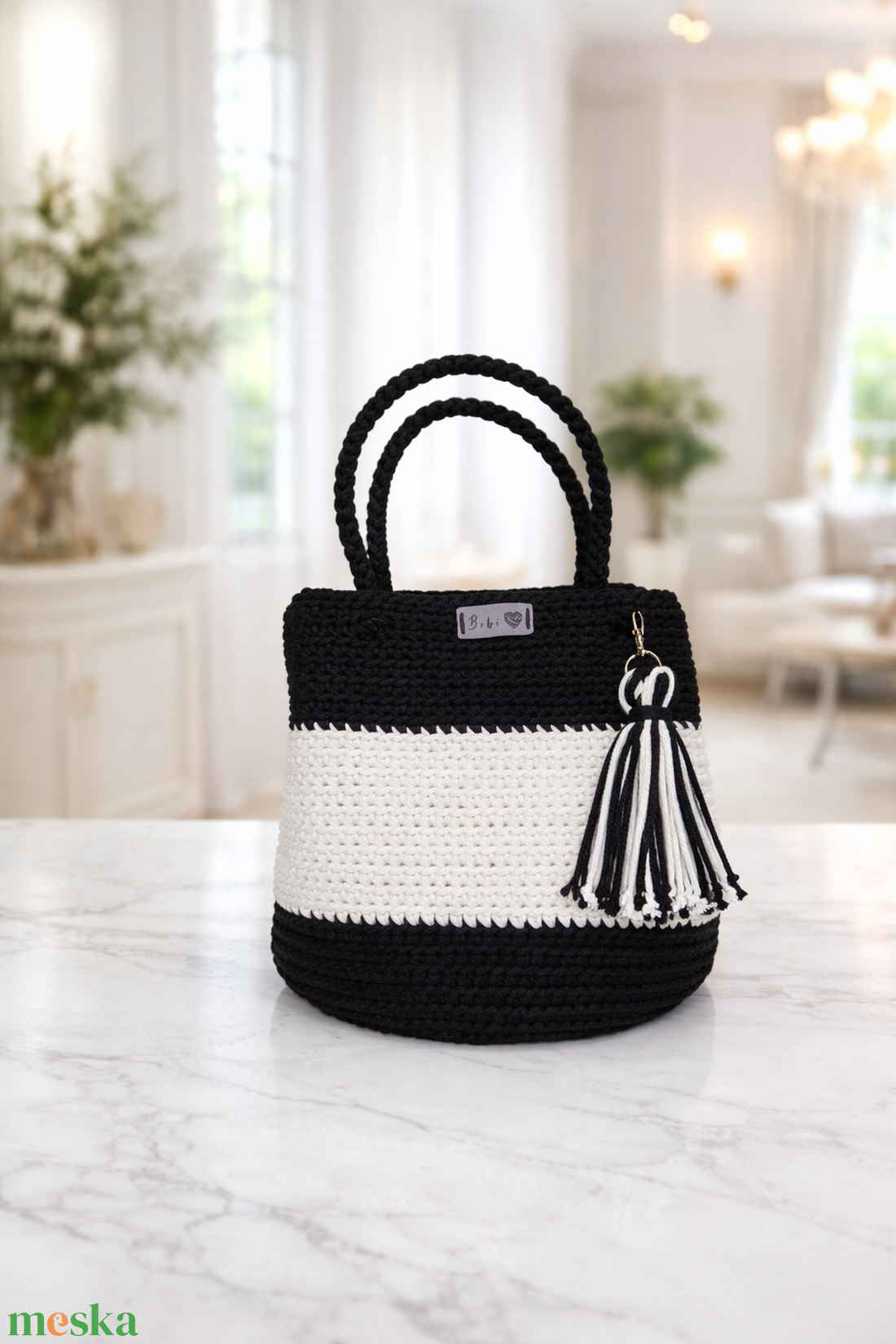Horgolt táska - Lola pamut zsinórfonalból - táska & tok - kézitáska & válltáska - nagy pakolós táska - Meska.hu