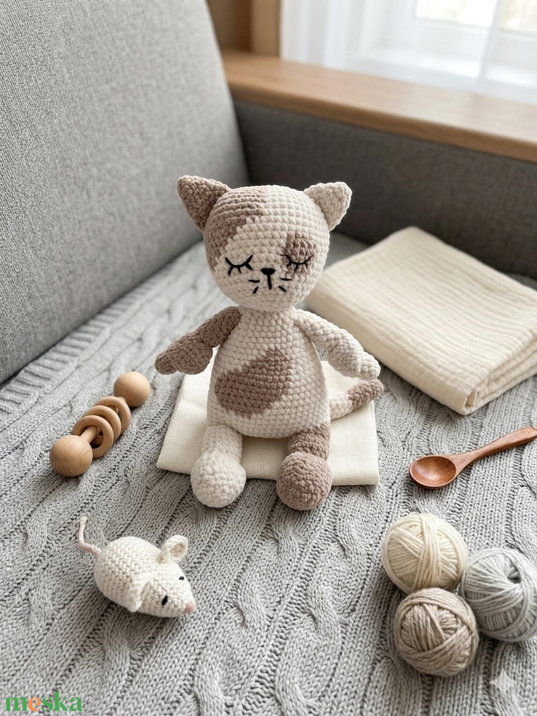 Szundipajti horgolt cicus � a legpuhább alvóbarát - baba - mama - baba játékok - szundikendő, alvóka - Meska.hu