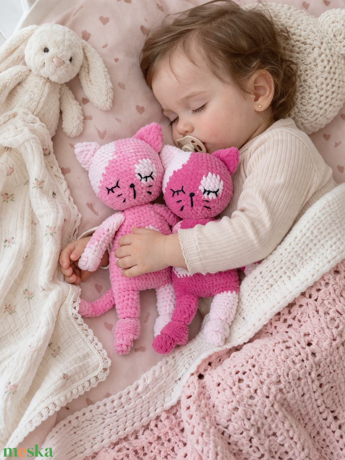 Szundipajti horgolt cicus � a legpuhább alvóbarát - baba - mama - baba játékok - szundikendő, alvóka - Meska.hu