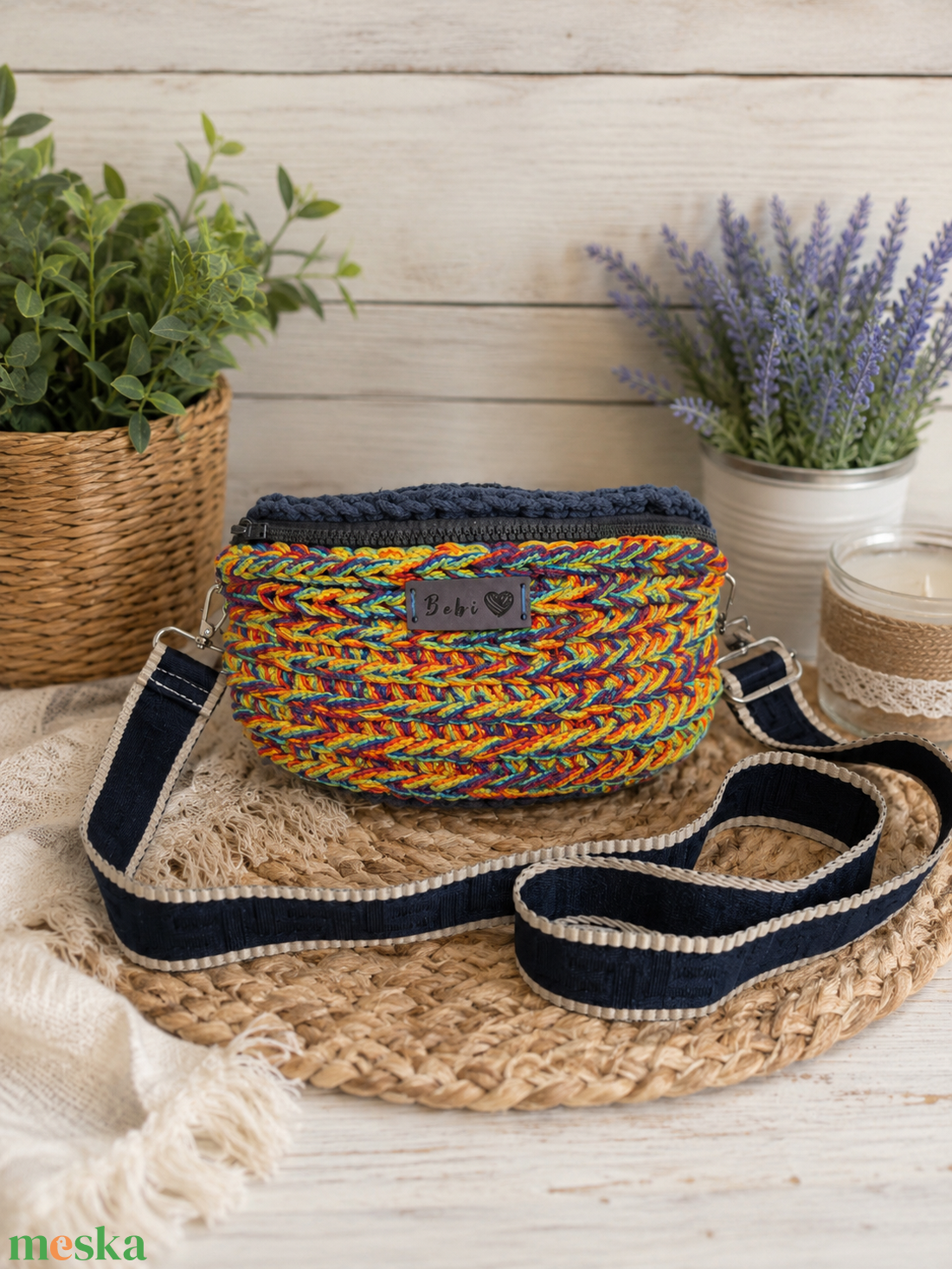 Horgolt Crossbody Övtáska - táska & tok - övtáska - Meska.hu