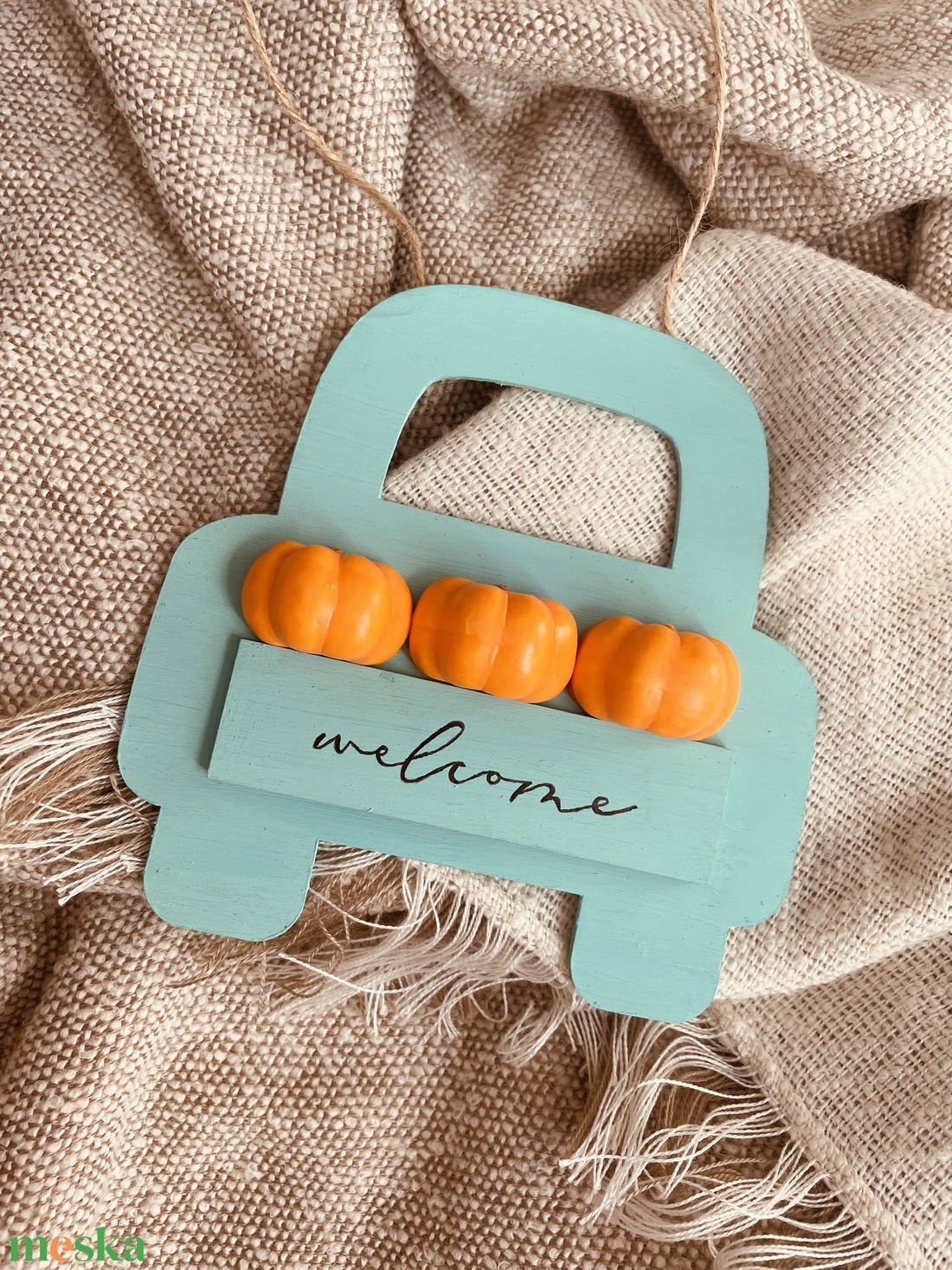 Őszi autós akasztós ajtódísz - otthon & életmód - dekoráció - ajtó- és ablak dekoráció - ajtótámasz - Meska.hu