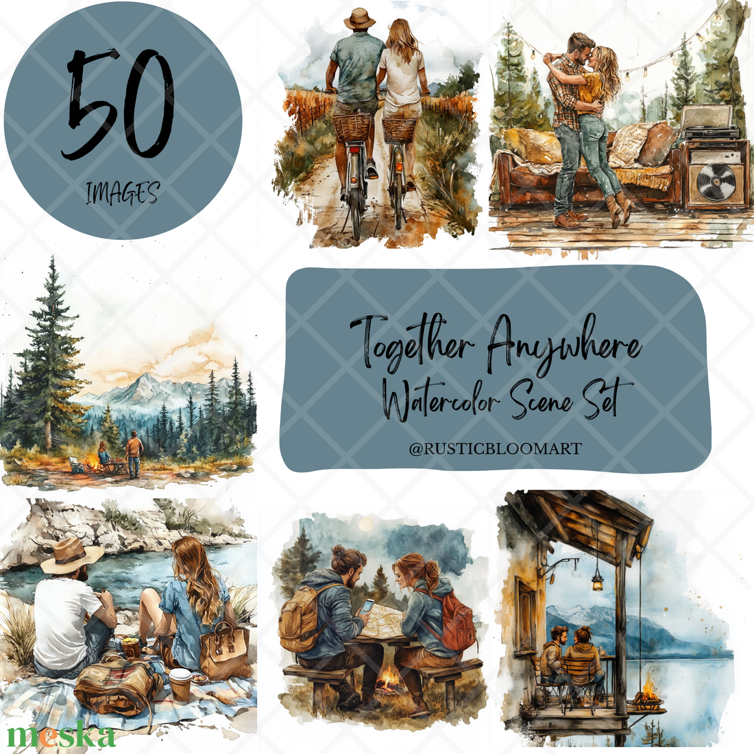 Akvarell illusztráció csomag, 50 db PNG + PDF, scrapbookinghoz és kreatív projektekhez - művészet - grafika & illusztráció - digitális - Meska.hu