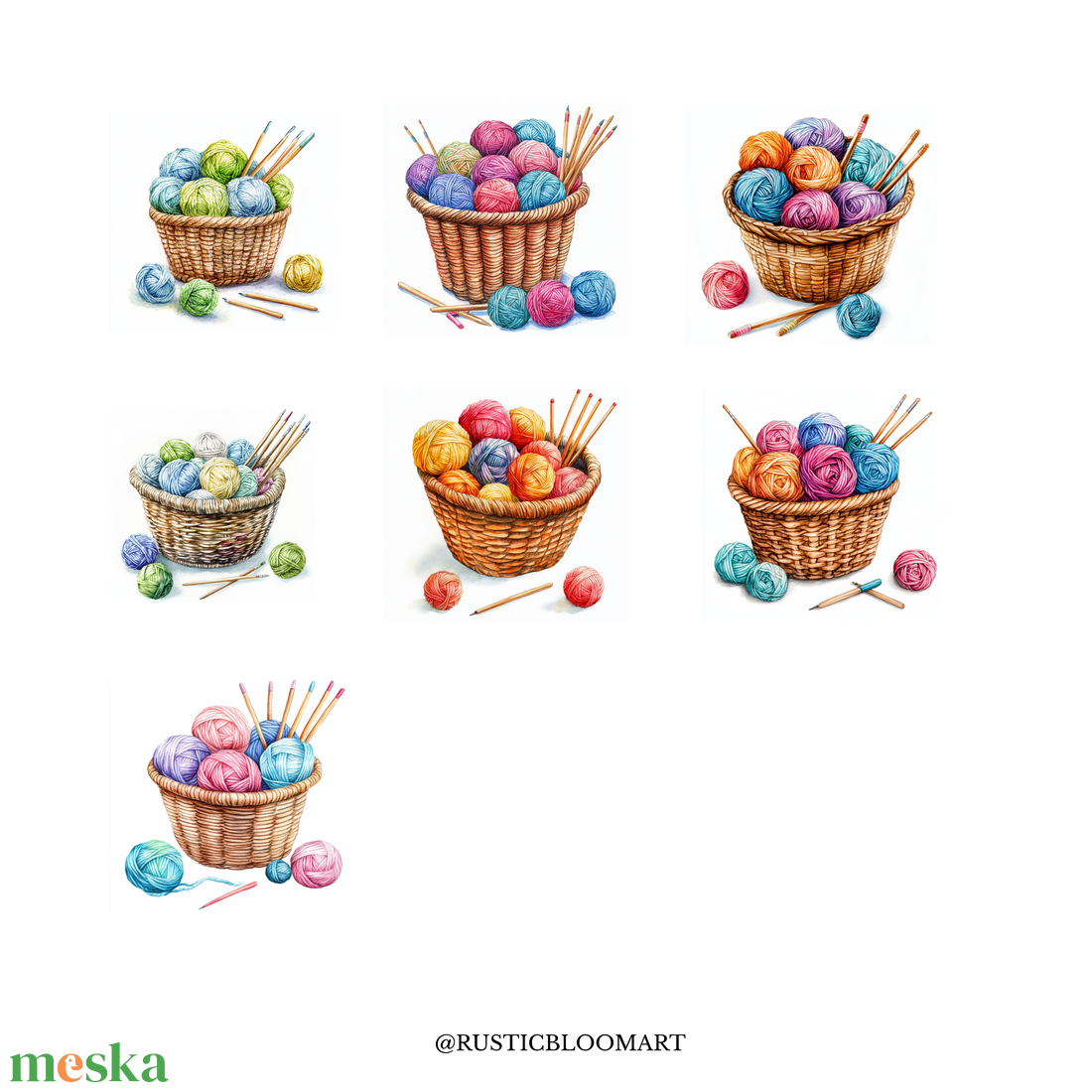 Akvarell illusztráció csomag, fonal, gombolyag clipart, 16 db PNG + PDF, scrapbookinghoz és kreatív projektekhez - művészet - grafika & illusztráció - digitális - Meska.hu