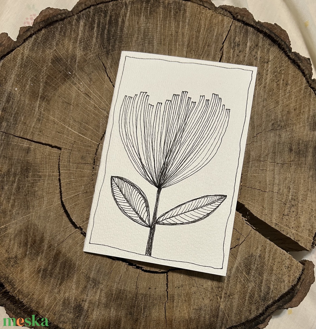 Kézzel készült rajzol Üdvözlőlap Zentangle zendoodle virág virágos képeslap vonalrajz - otthon & életmód - papír, írószer - ajándékozás kellékei - képeslap, üdvözlőlap - Meska.hu