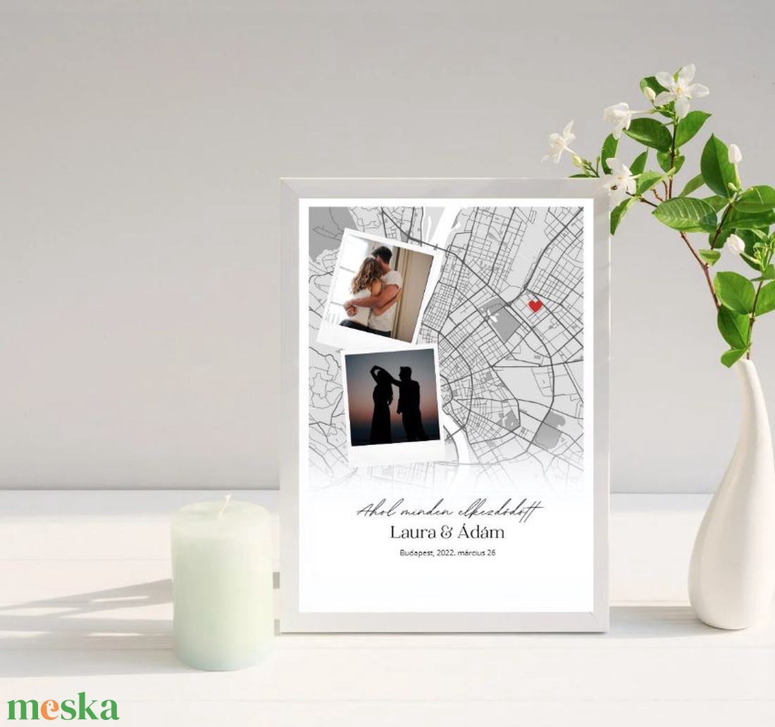 Egyedi, Minimál stílusú, térkép, emlék, páros ajándék - művészet - grafika & illusztráció - digitális - Meska.hu