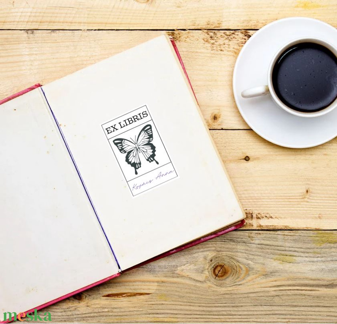 Ex libris címke matrica lepke pillangó - otthon & életmód - papír, írószer - matrica, matrica csomag - Meska.hu