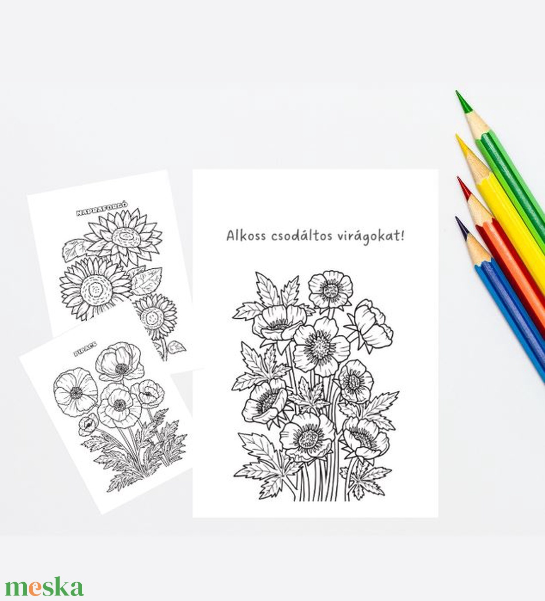 Virágos színező - játék & sport - készségfejlesztő és logikai játék - oktató játékok - Meska.hu