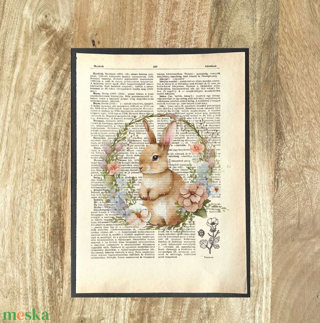 Húsvét, húsvéti nyuszi nyúl, vintage, kép, könyv, könyvlap, lexikon lapon - otthon & életmód - dekoráció - kép & falikép - poszter - Meska.hu