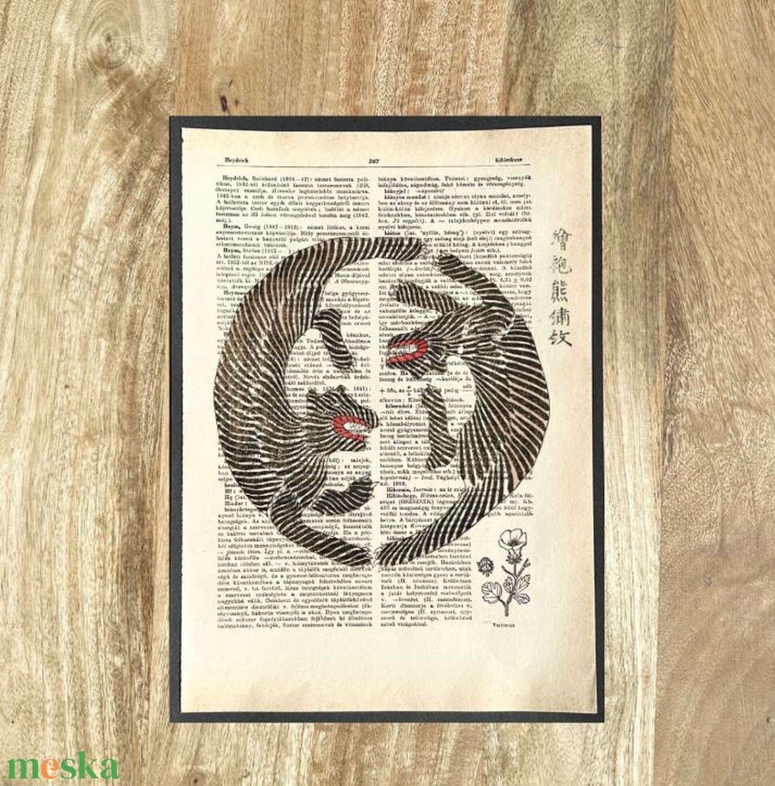 Tigris, tigrisek, tigrises, japán, kép, könyv, könyvlap, lexikon lapon - otthon & életmód - dekoráció - kép & falikép - poszter - Meska.hu