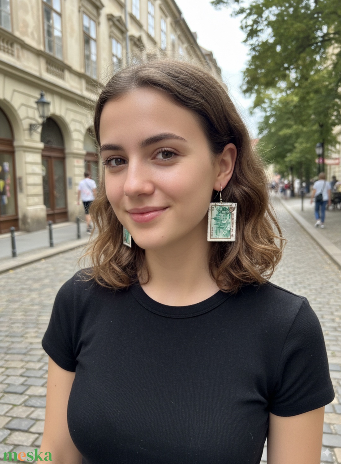 Régi vintage bélyeg fülbevaló Budapest - ékszer - fülbevaló - lógó fülbevaló - Meska.hu